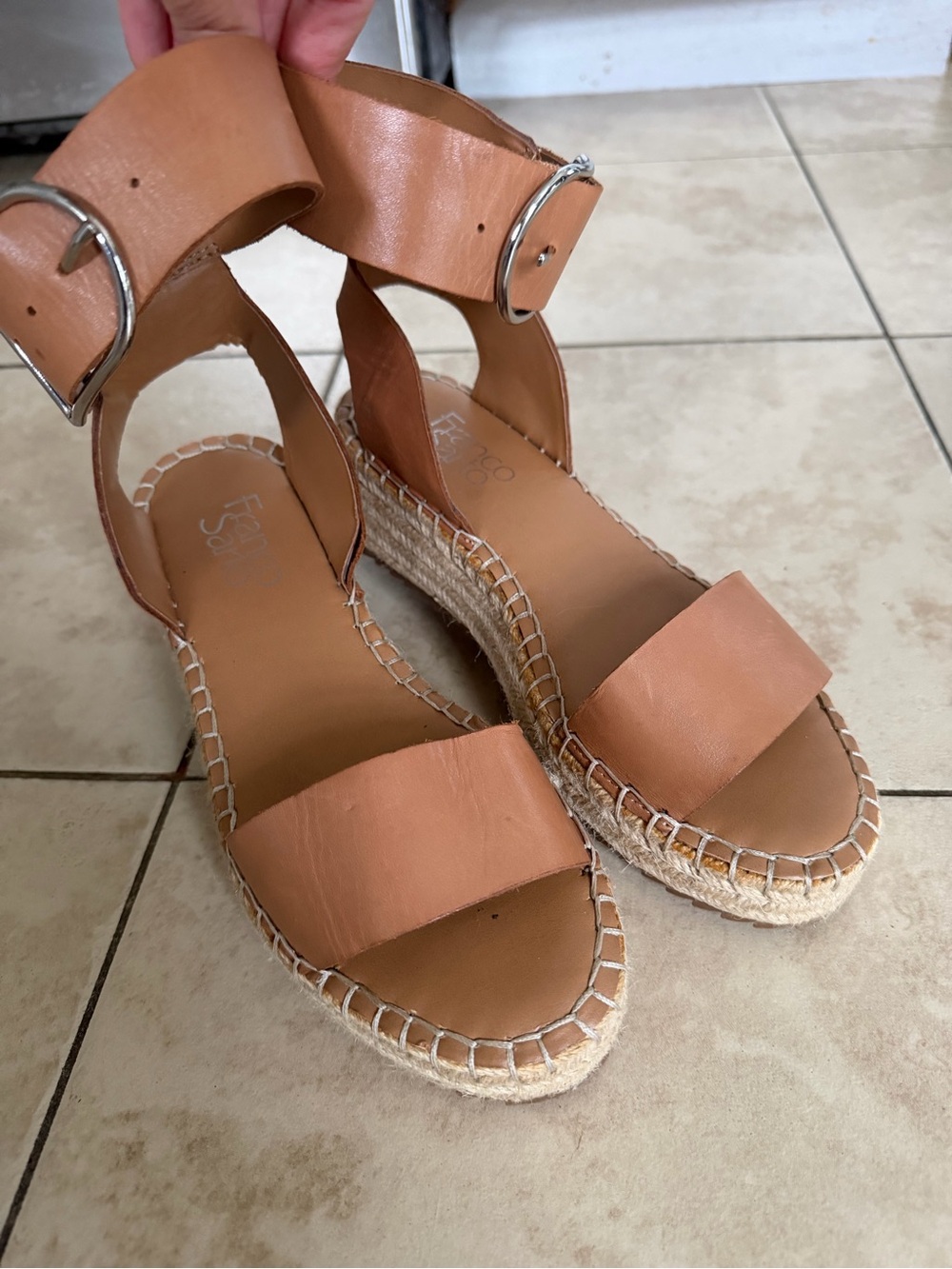 Franco Sarto Tan Espadrille Platform Sandal wedges
